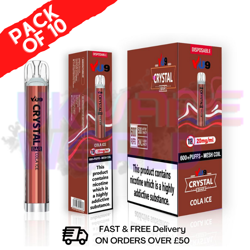 Shop Box Of 10 - COLA Crystal VU9 600 Puffs - UK VAPE World