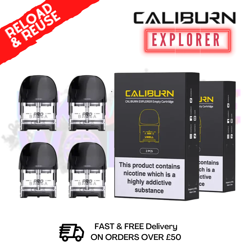 Shop Uwell Caliburn Explorer Replacement Pods – (2 x Pack of 2) - UK Vape World