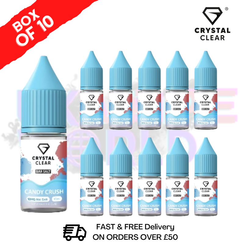 Candy Crush Crystal Clear Nic Salt Box Of 10 - Only £17.99 - ukvapeworld