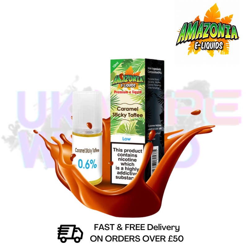 Amazonia 10ml Caramel Sticky Toffee Eliquid Only £2.99 (PCS) - UK Vapeworld