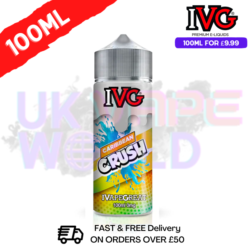 Carribean Crush IVG Shortfill Juice 100ML Eliquid Its unique blend of sweet and sour tropical flavors offers an exuberant experience - UK Vape World