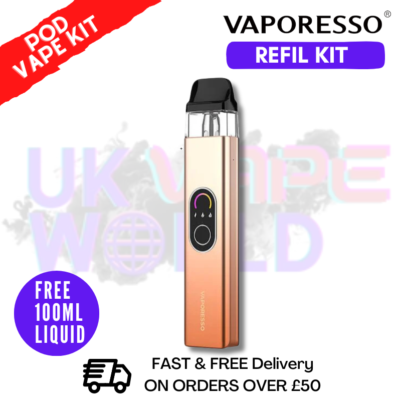 Champagne Gold Vaporesso Xros 4 Pod Kit + Free 100ML Eliquid