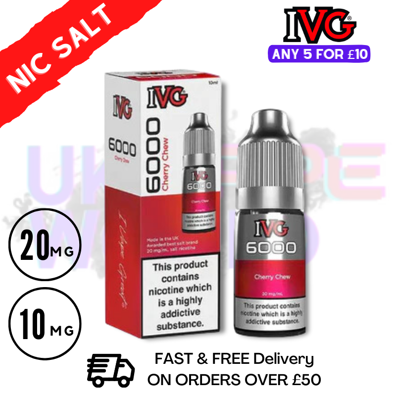 Shop Cherry Chew IVG 6000 Nic Salt E-Liquid - UK Vape World