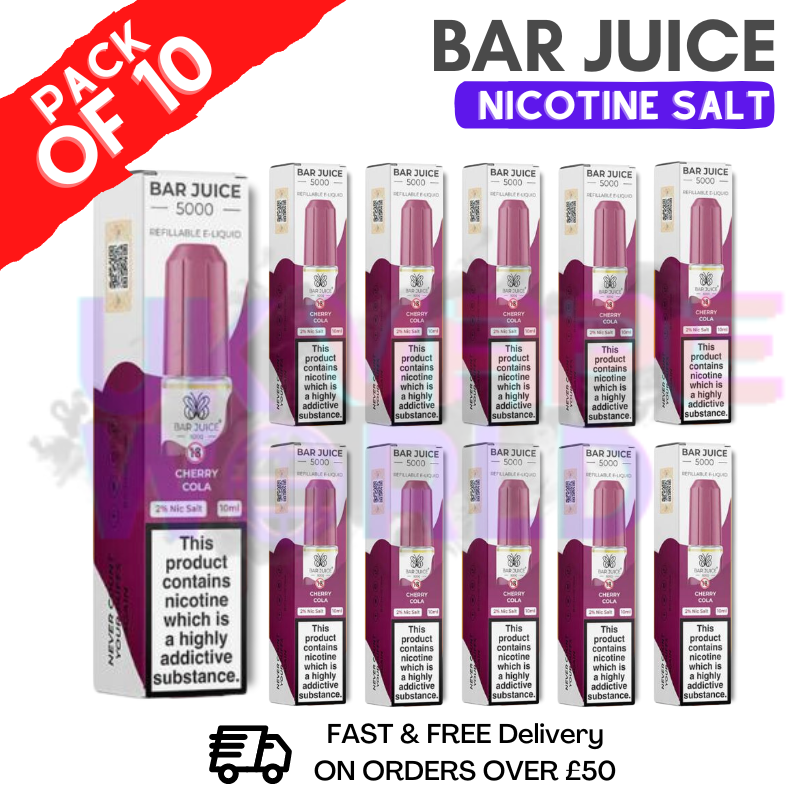 Shop Cherry Cola Bar Juice 5000 Nic Salt | Box of 10 | ONLY £15.99 - UK Vape World