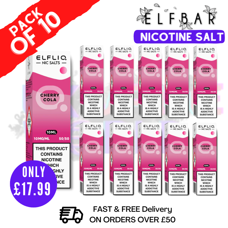 Shop Cherry Cola ElfLiq Nic Salt BOX OF 10 - ONLY £17.99 - UK Vape World