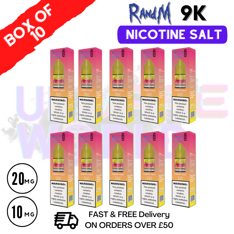 Shop Cherry Cola RandM 9000 Tornado Nic Salt Pack / Box of 10 - £16.99 - UK Vape World