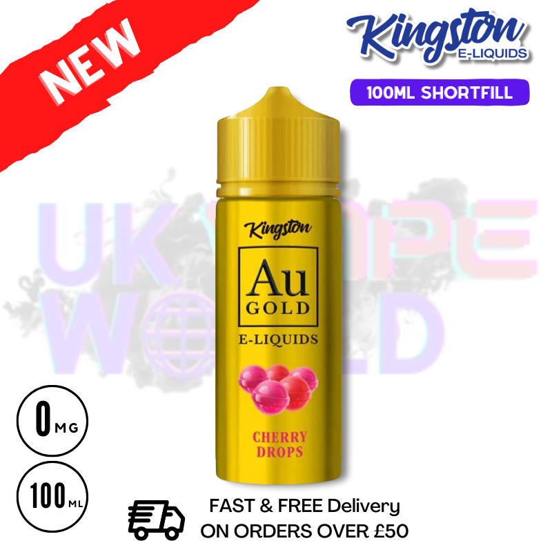 Shop Cherry Drops AU Gold Kingston 100ML Eliquid - UK Vape World