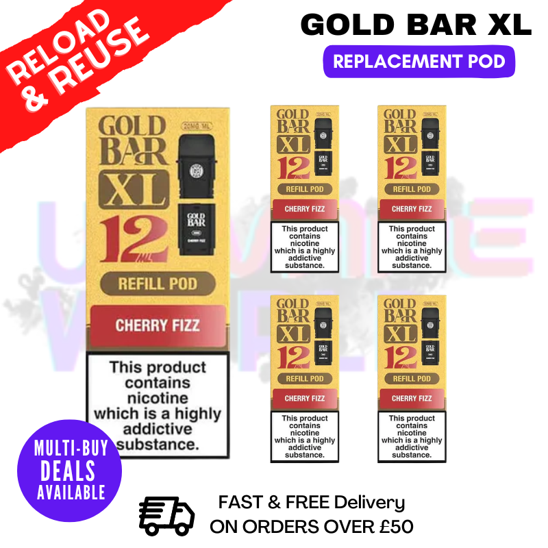 Cherry Fizz Gold Bar XL REFIL Pods Box Of 5 - ukvapeworld