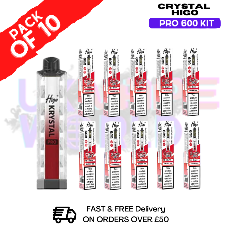 Cherry ICE HIGO Crystal Pro 600 Puff Kits Box Of 10