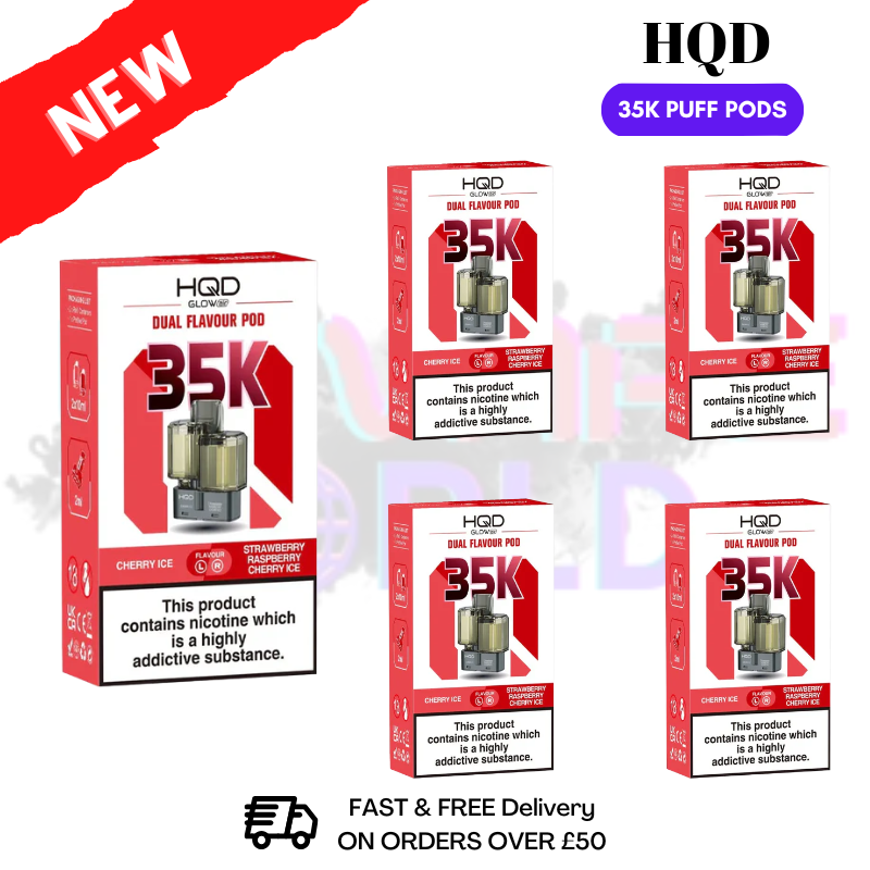 Cherry ICE HQD Glow Air 35K Prefilled Pods Box Of 5 - ukvapeworld