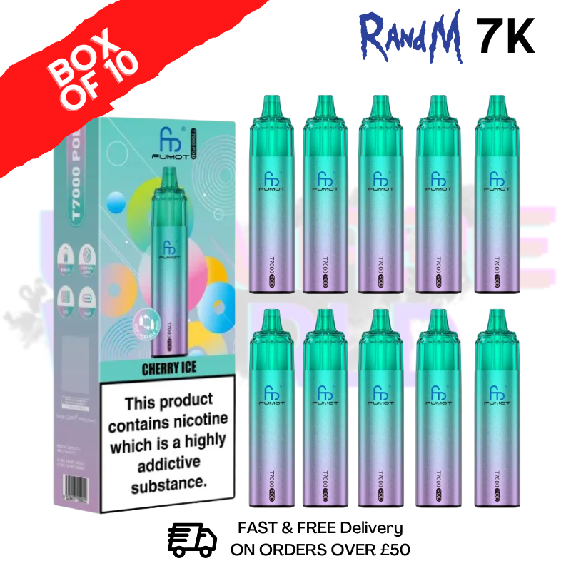 Cherry Ice RandM 7000 Puff T7000 Box Of 10 - ukvapeworld