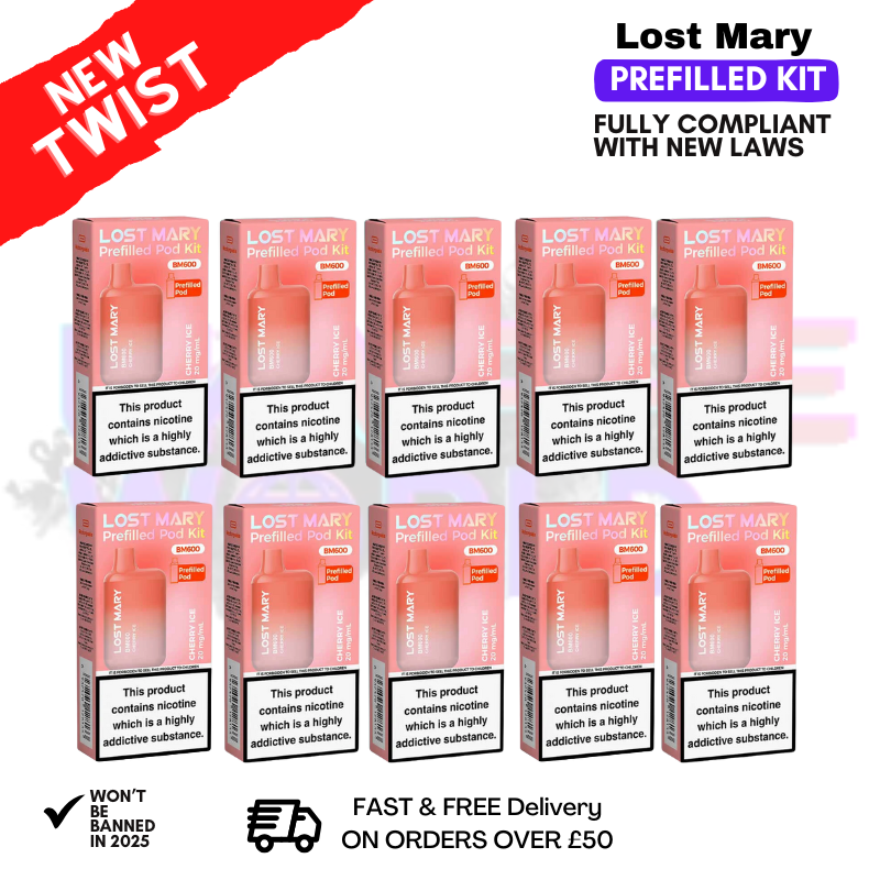 Cherry Ice - Lost Mary 600 Puff Bars Pack Of 10 BM600 (NEW)