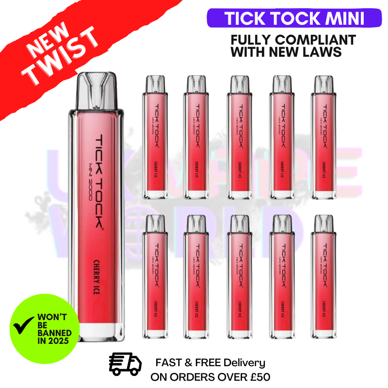 Cherry Ice Tick Tock Mini 2000 Box Of 10