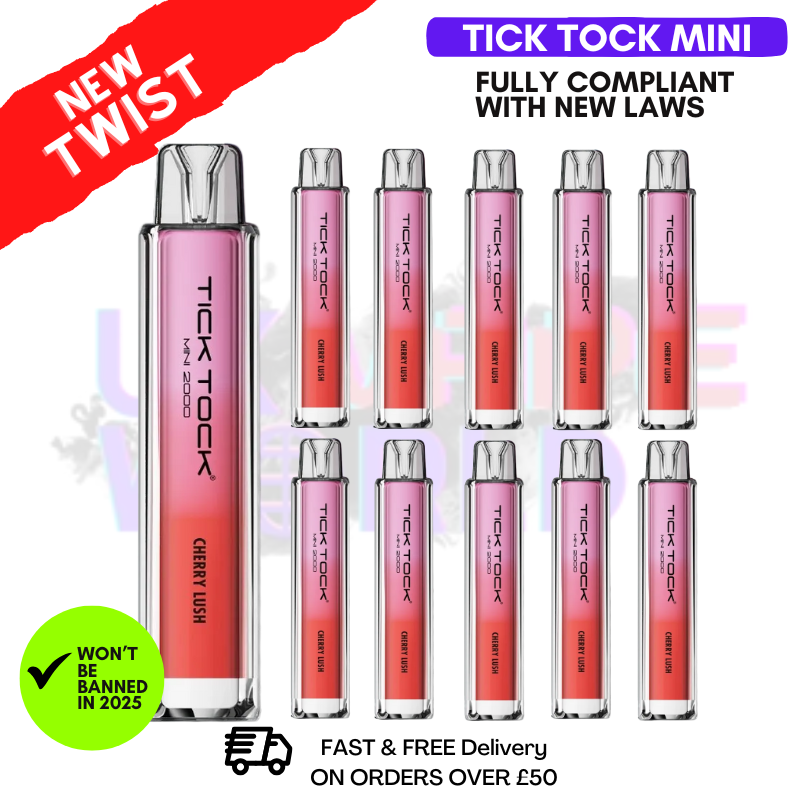 Shop Cherry Lush Tick Tock Mini 2000 Box Of 10 - UK Vape World