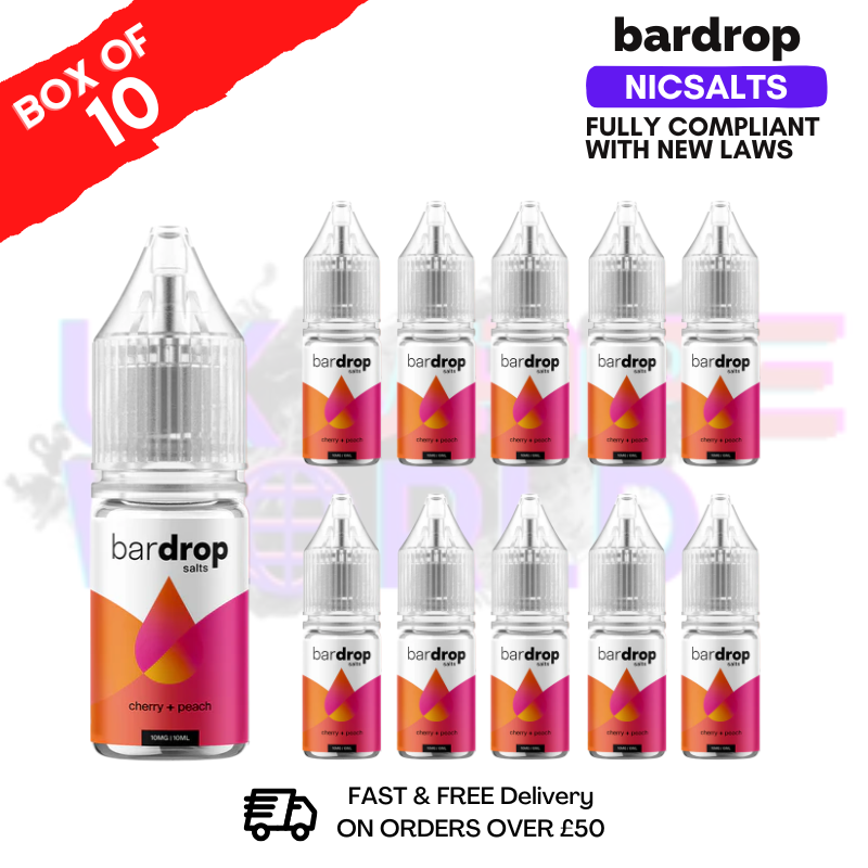 Cherry Peach Bar Drop Nic Salt Box Of 10 - ukvapeworld