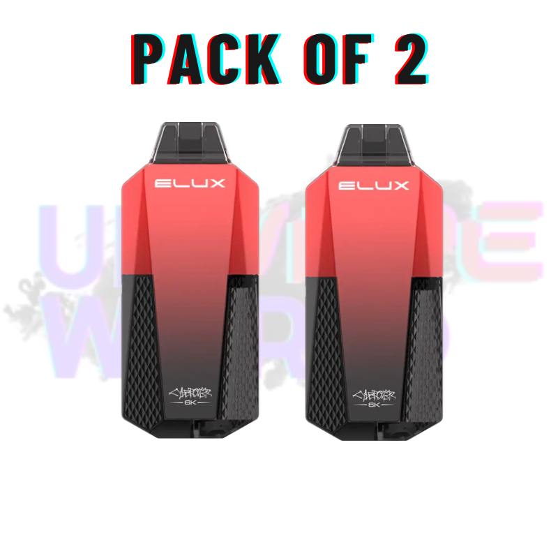 Box of 2 Strawberry Raspberry Cherry Elux CyberOver 6000 Puff 6K Kit