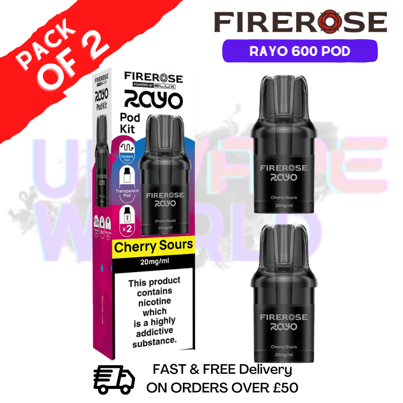 Cherry Sours Firerose Rayo 600 Replacement Pods Pack Of 2 - UKVAPEWORLD