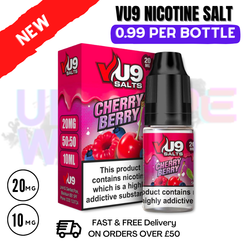 Shop Cherry Berry Nic Salt 10ml Nicotine E Juice by VU9 - UK Vape World