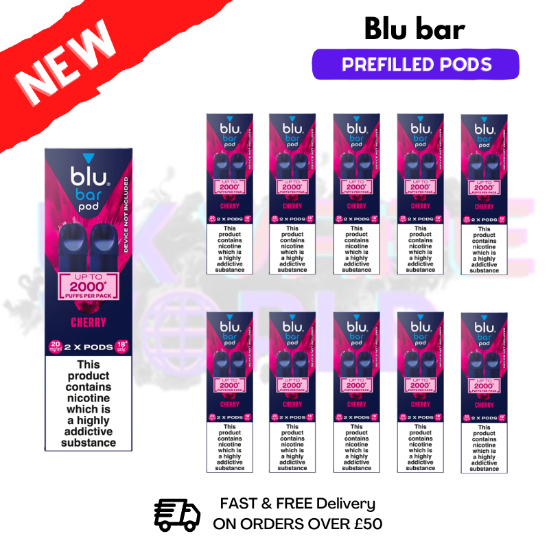 Cherry Blu Bar Prefilled Pods Box Of 10 - UK Vapeworld