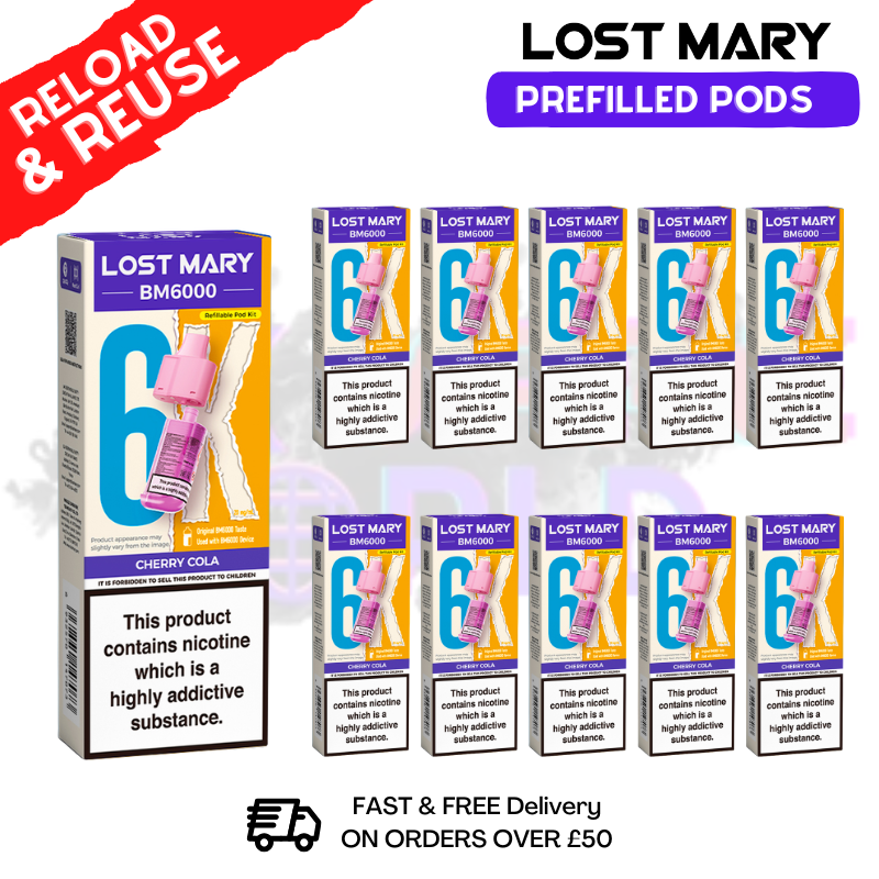Cherry Cola Lost Mary BM6000 Replacement Pods BOX OF 10