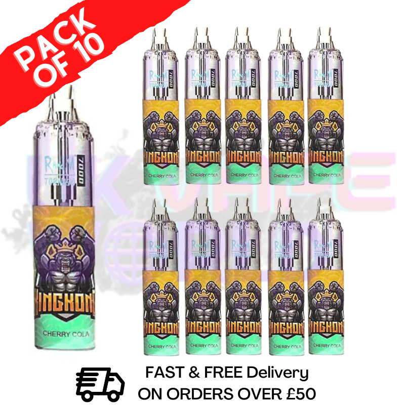 CHERRY COLA NEW - Tornado 7000 Puff Bar R and M Pack Of 10 Vape Pen - UK Vape World