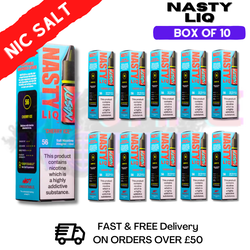Shop Cherry ICE NastyLiq Nic Salt Box Of 10 - UK Vape World