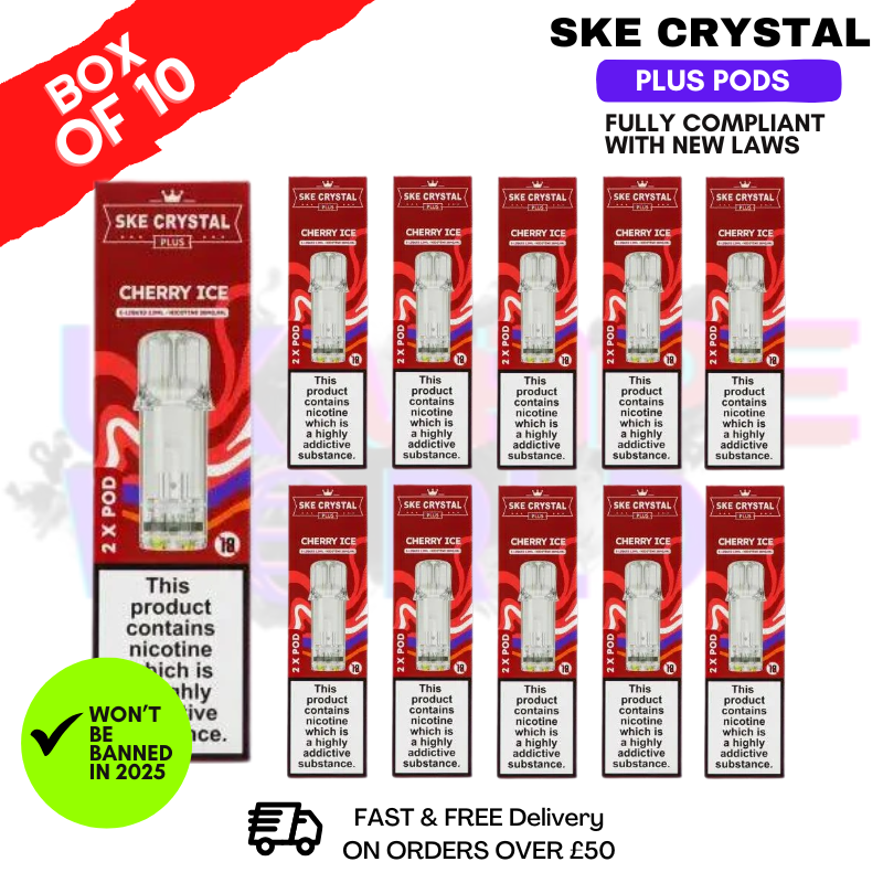 Shop Cherry Ice SKE Crystal Plus Prefilled Pod Box Of 10 - UK Vape World