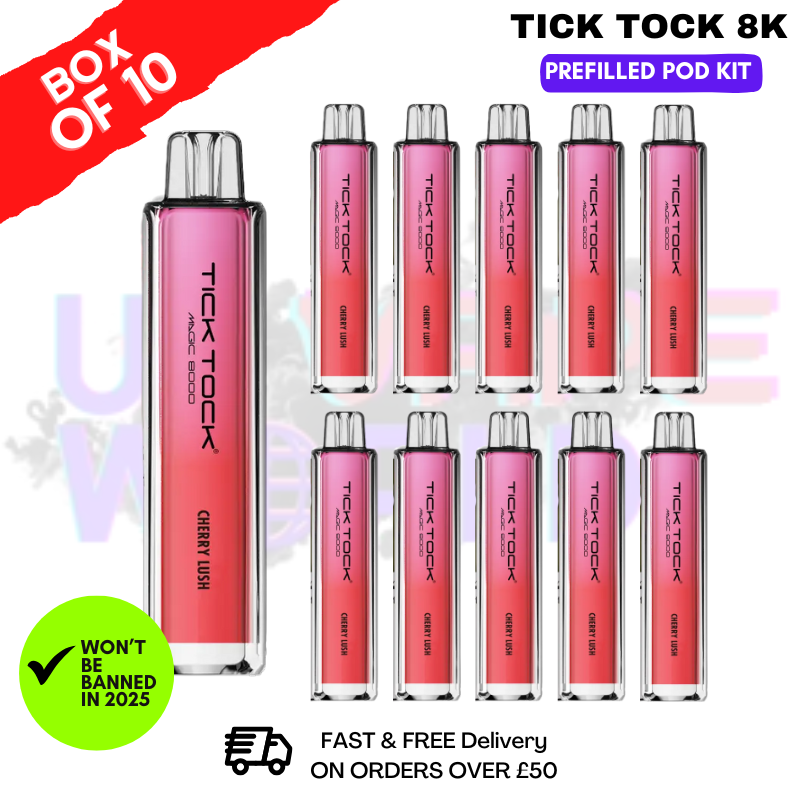 Cherry Lush Tick Tock Magic 8000 8K Box Of 10