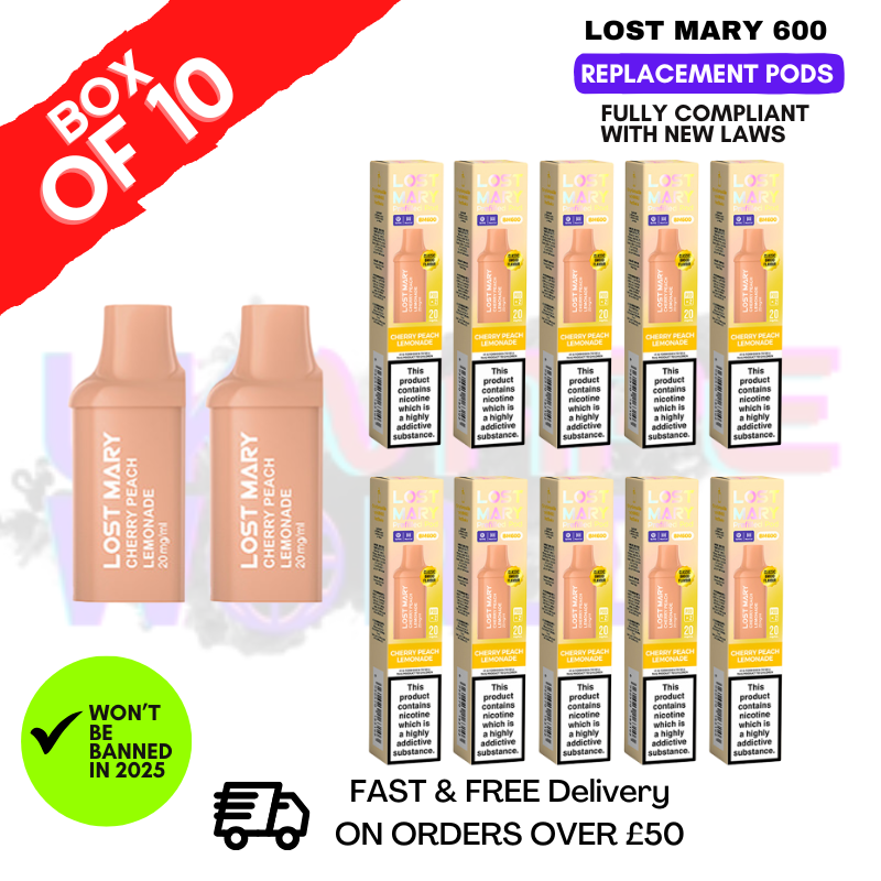Cherry Peach Lemonade Lost Mary 600 Puff Replacement Pods Box Of 10 - ukvapeworld
