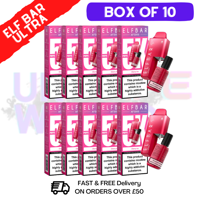 Shop Cherry ICE Elf Bar 5000 Puff 5K Bar BOX OF 10 - UK Vape World