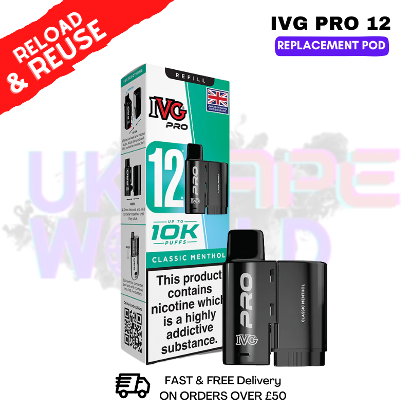 Classic Menthol IVG Pro 12 REFIL Pod Pack - ukvapeworld