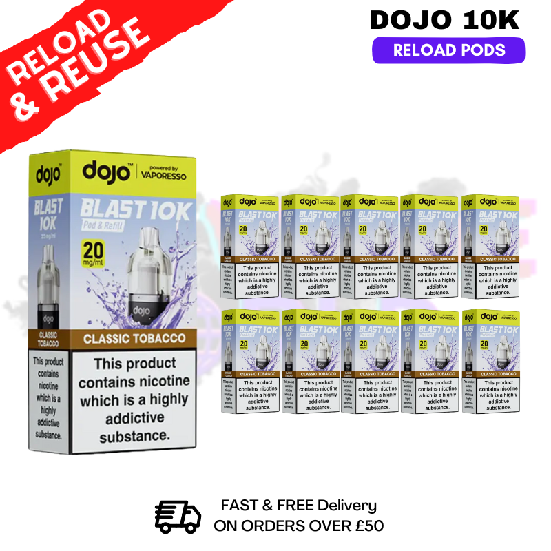 shop Classic Tobacco Dojo Blast 10K Replacement Pods Box Of 10 - ukvapeworld