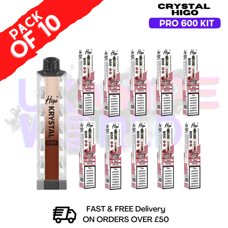 Cola ICE HIGO Crystal Pro 600 Puff Kits Box Of 10