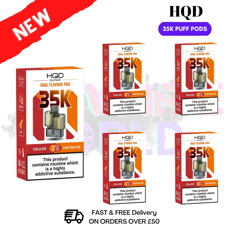 Cola ICE HQD Glow Air 35K Prefilled Pods Box Of 5