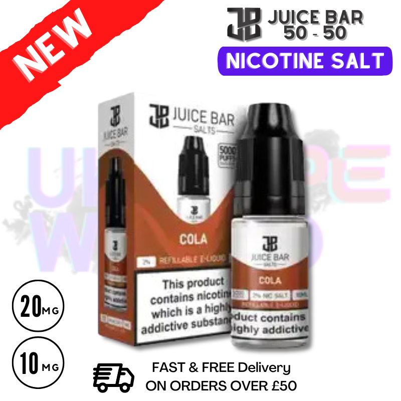 Shop Cola Juice Bar Nic Salt 10ML eLiquid Only £1.99 - UK Vape World