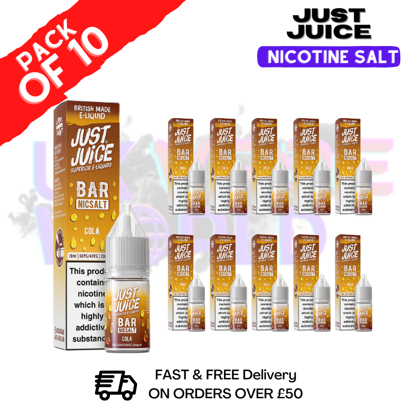 Cola Just Juice Nic Salt Box Of 10 - ONLY £17.99 - ukvapeworld
