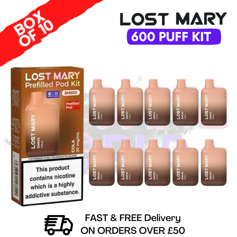 Shop Cola Lost Mary 600 Puff Bars Pack Of 10 BM600 - UK Vape World