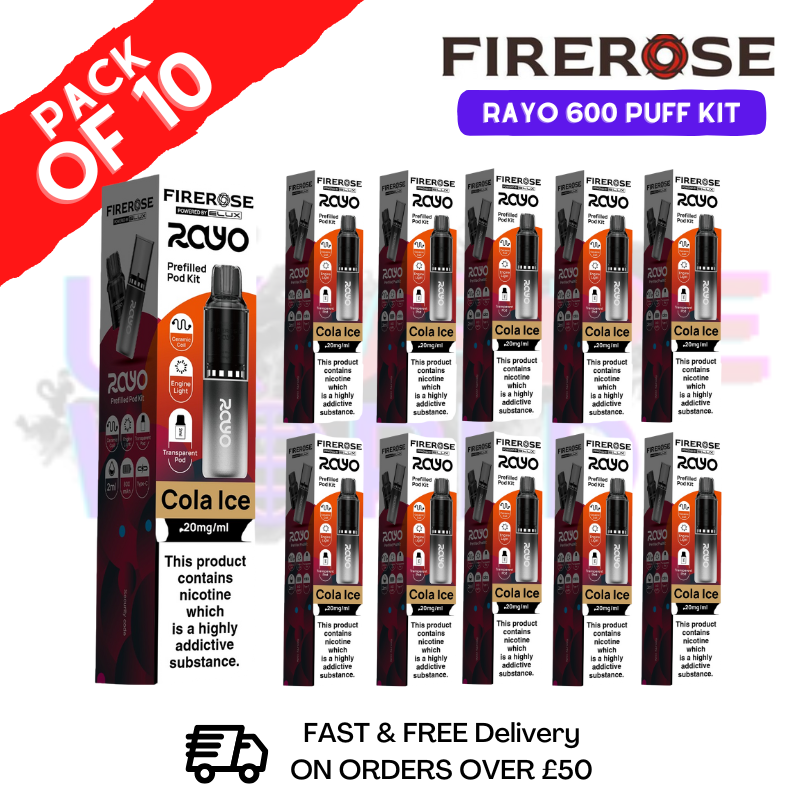 Cola ice Firerose 600 Puff Vape Kits Box of 10 - ukvapeworld