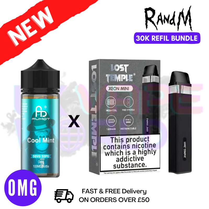 Cool Mint RandM 30K Puff Zero Nicotine Vape Kit - UK Vapeworld