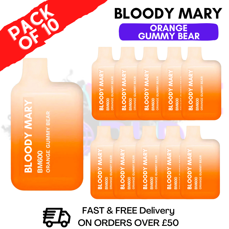 Shop Orange Gummy Bear Bloody Mary 600 Puff Bars Pack Of 10 BM600 - UK Vape World