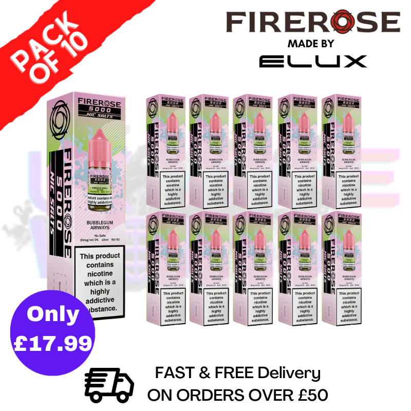 shop Bubblegum Mint Firerose 5000 Nic Salt Box Of 10 - ukvapeworld