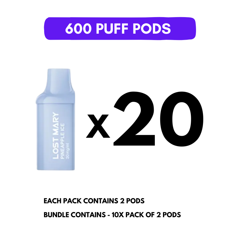 Pineapple ICE Lost Mary 600 Puff Replacement Pods Box Of 10