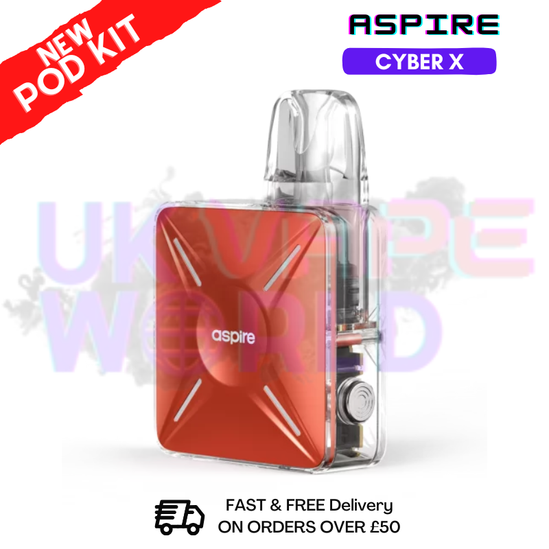 Shop Coral Orange&nbsp;Aspire Cyber X Pod Kit + Free Nicsalt - ukvapeworld