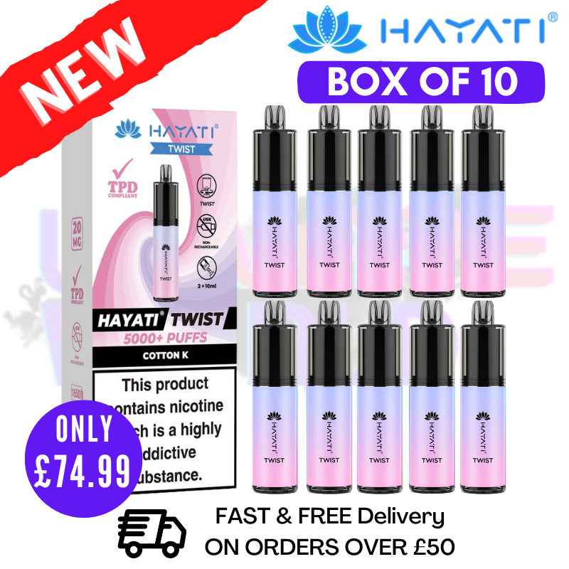Shop Cotton Candy Hayati Twist 5000 Puff 5K Box Of 10 - UK Vape World
