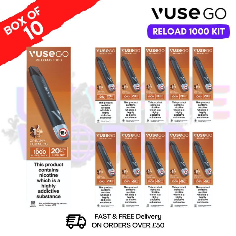 Cream Tobacco Vuse Go Reload 1000 Prefilled Pod Kit Box of 10 Cream Tobacco Vuse Go Reload 1000 Prefilled Pod Kit Box of 10