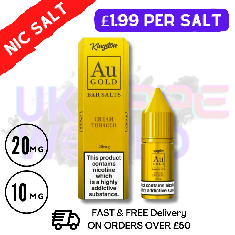 Shop Cream Tobacco By Kingston AU Gold Bar Salt 10ML Nicotine Salt eLiquid - UK Vape World