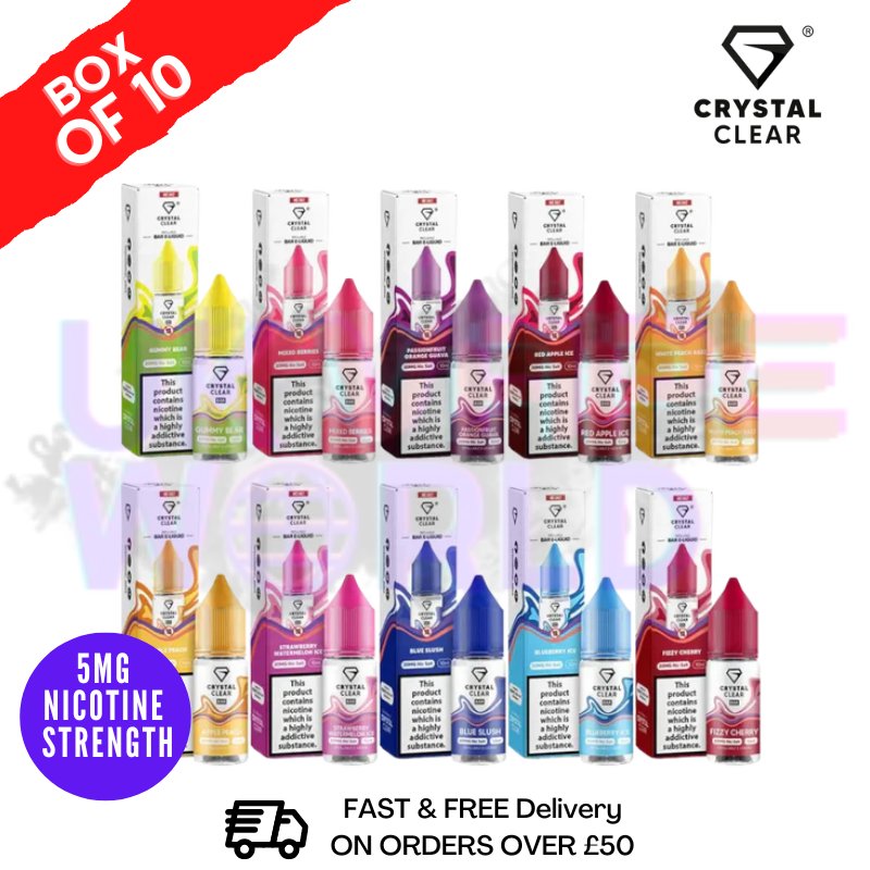 Shop 5MG | Crystal Clear Nic Salt Box Of 10 (NEW)