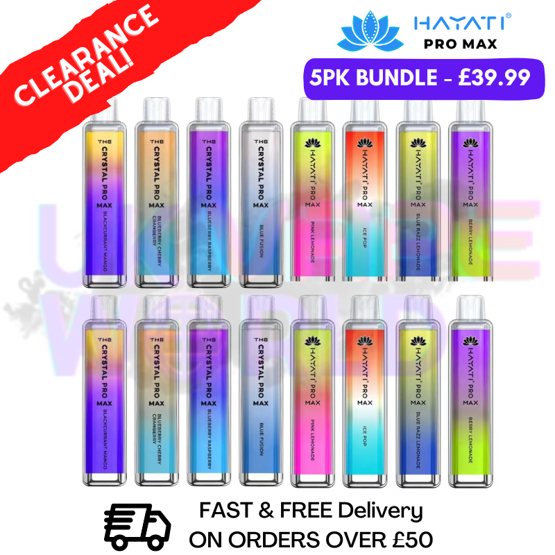 Shop Hayati Crystal Bar Pro 4000 Disposable Puff - MIXED BOX OF 5 - UK Vape World