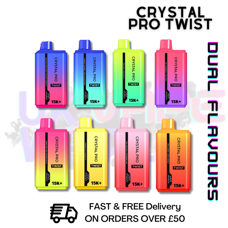 Shop Crystal Pro Twist 15000 Puff 15K Bar ZERO (0MG) Disposable Kit - UK Vape World