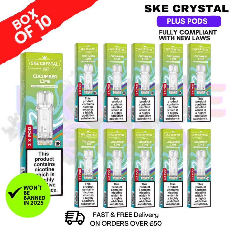 Shop Cucumber Lime SKE Crystal Plus Prefilled Pod Box Of 10 - UK Vape World